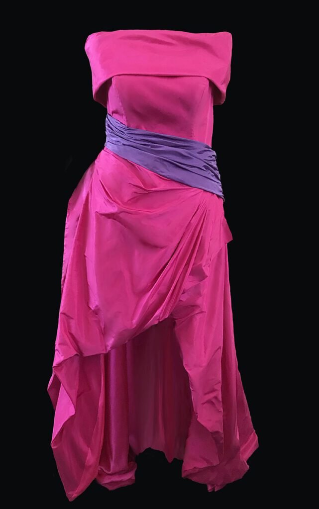 Pink couture prom evening dress designed by Jocelyn Banks