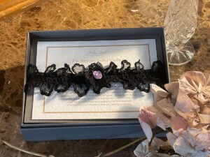 The Petite Noir Rose Garter