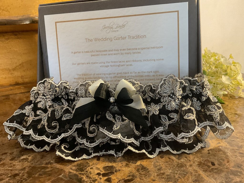 The Vintage Mono Embroidered Nottingham Lace Garter